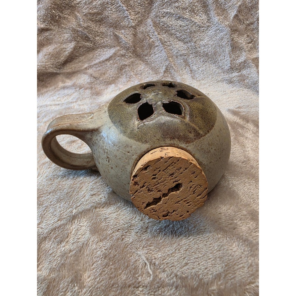 Sargent Studio Pottery Flower Frog  Bud Vase Speckled Glaze Cork Stopper